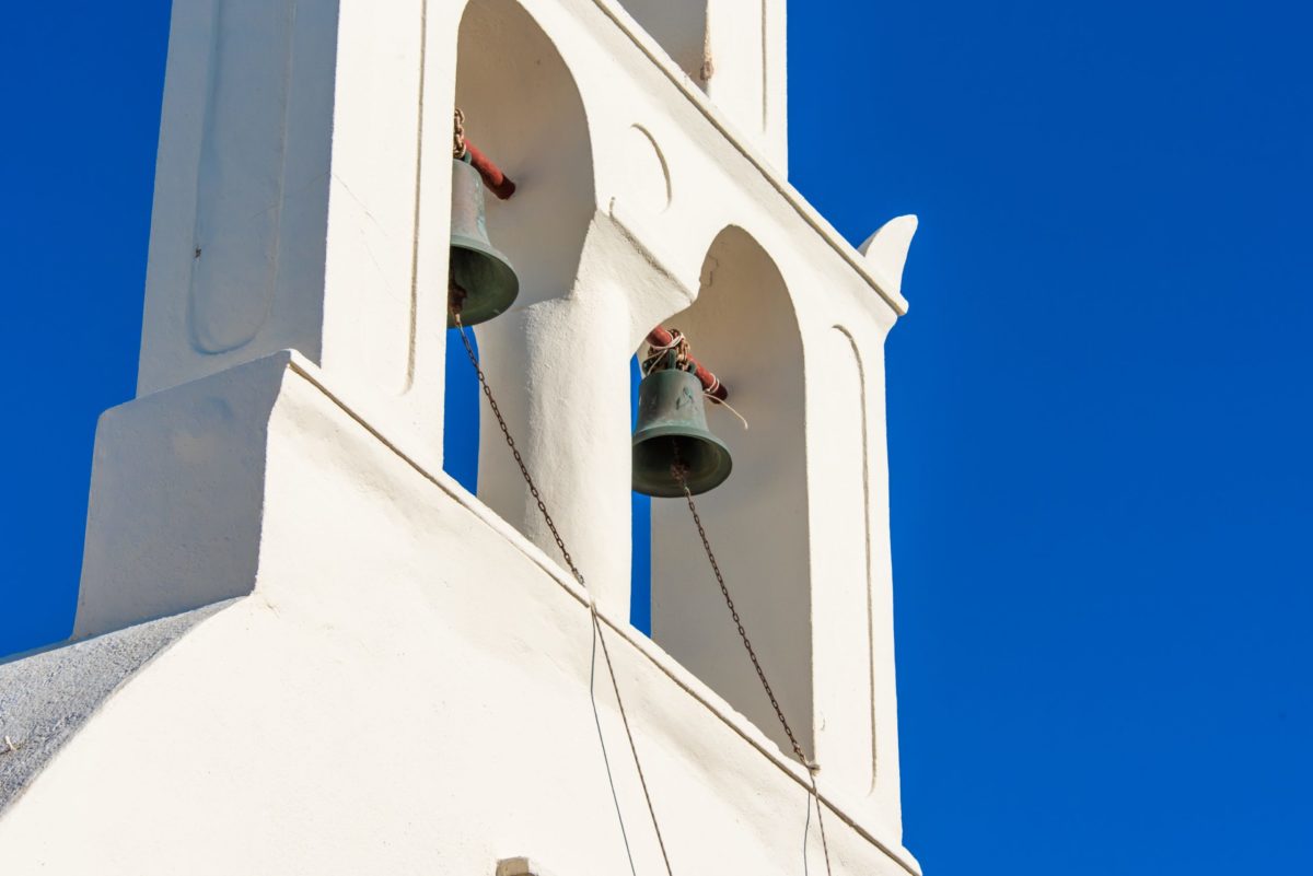 white and gray cathedral bell