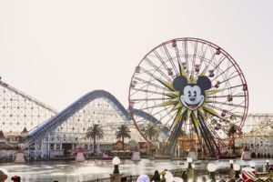 Mickey Mouse Ferris wheel across river