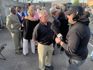 Pastor Ben Hayes interviewed by local media outlets.