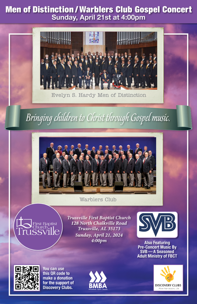 Men's choral groups performing concert for Discovery Clubs The
